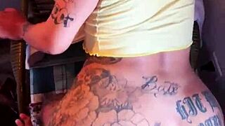 Hot brunette rides big cock on rocking chair for creampie