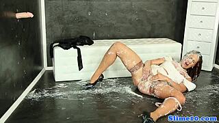 Cum covered milf enjoys wild fun at the gloryhole