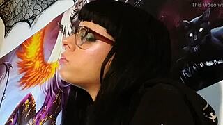 Hungarian teen with glasses gives petite goth kisses in ASMR session
