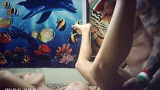 Behind the scenes glasses cam candice cumm feels the italian pound machine sexy sex passion porn