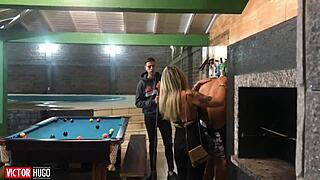 blonde milf letting her tattooed friend fuck her ass hard 😈