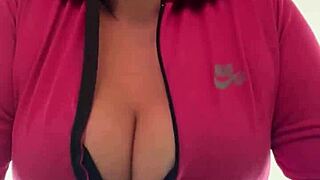 blonde in gym sweats dripping on tits