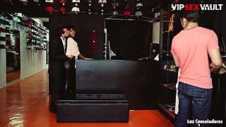 Black slut noe milk gets cum covered by two european cocks in public