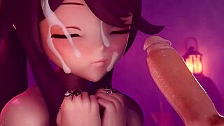 Neighbor Hu Tao gives an amazing blowjob