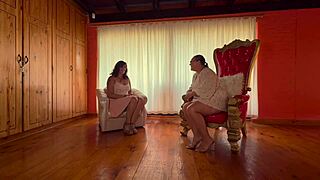 Dominatrix Mistress April returns in latex for BDSM session with slave.