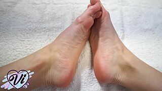 Brunette Shows Her Feet And Foot Fetish Closeup