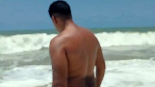 Latina Wife Blows Alpha Male On Beach.