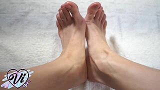 Brunette Shows Her Feet And Foot Fetish Closeup
