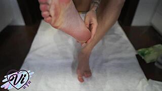 Brunette Shows Her Feet And Foot Fetish Closeup