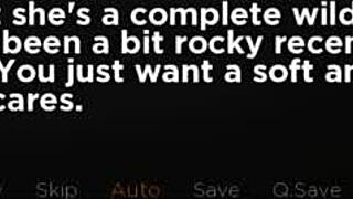 in the overstuffed game, fat blonde chubby character reaches ending 4 cut off.