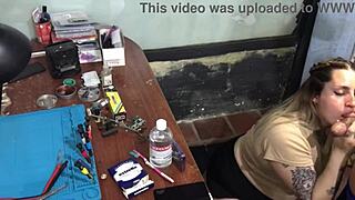 Latina sucks technician's dick for payment 😏