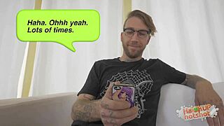 Cute blonde alice march rides and gags on cock