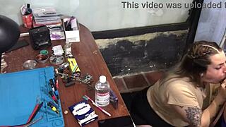 Latina sucks technician's dick for payment 😏