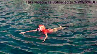 blue water and a naked girl skinny pussy flashing wet small 18+ tits exhibitionists shaved hairless