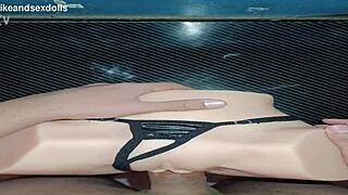 trailer candy teases with black thong on desk