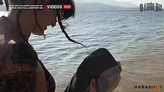 African Woman Flashes Tits on Beach