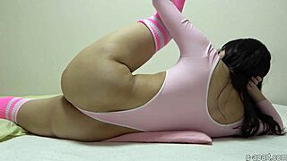 Japanese girl sara high cut thong leotard on webcam
