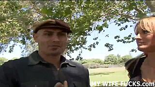 Wife Cheats on Husband in Femdom BDSM Cuckold Scene.