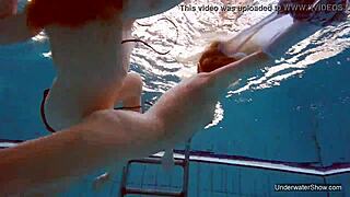 two teen blondes having sex in the pool underwater