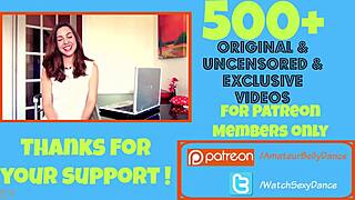 Hot secretary dances seductively in office