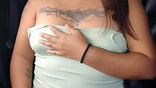 showing my panties and tits in car on highway!