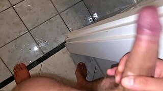 My friend in the shower, my cock couldn't resist her moans!