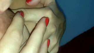 Karina sucks Lucas's big natural tits for pleasure