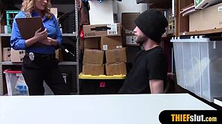 Does Hot Blonde Milf Guard Fuck Thief?