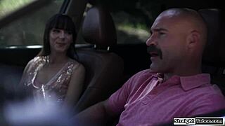 guy passionately anal fucks his stepson's petite girlfriend outdoors