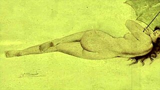 Vintage erotic animation yells, 'bend over!'