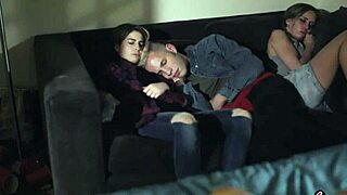 late night party turns into lesbian sex with teen 18+s licking pussy