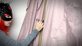 Ginger girl discovers gloryhole for intense blowjob teasing