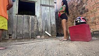 I couldn't resist sitting on Flakael's cock in backyard