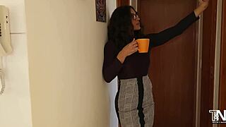 Even though she works, she enjoys a good homemade session with her latina babe.