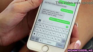 does teen rebel lynn text before licking milf stepmom mindi mink's big tits?