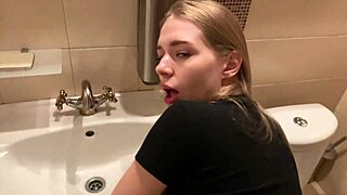 gym beauty joins me in bathroom for sex