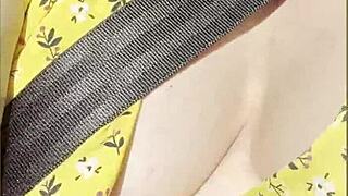 Wifey boldly flashes big tits while driving car