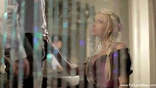 Beautiful German blonde maid gives secret blowjob fun