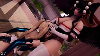 I masturbate as futanari. She gives blowjob to cock.