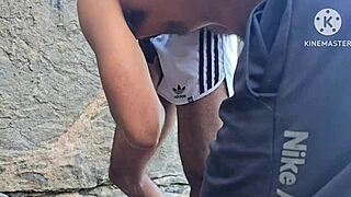 african bodybuilder fucks two on beach