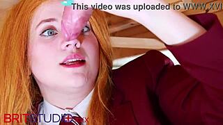 Victoria Greene Sucks Cock in Cosplay Uniform