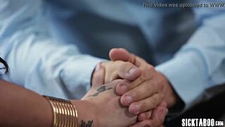 Amazing blonde Kat Dior surprised by masked guy's monster cock in her ass.