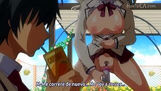 college girl manipulates with her big tits