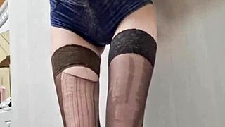 teen elza kom gives deepthroat footjob in bdsm domination with strapon