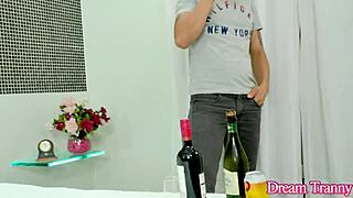 tgirl pietra radi trades oral with blowjob and sucking before she cums in his mouth