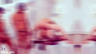 why do these two skinny latina sluts take on four boys for double anal creampie gangbang with gaping and piss?