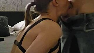 belgian couple explores soft sm with deepthroat spanking tied up double penetration and swallow