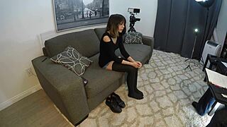 candy cruise goes through intense casting interview with deepthroat gagging and choking on cock