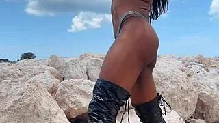 Erotic hot female muscle babe shows off her bodybuilder physique in fbb 13 scene