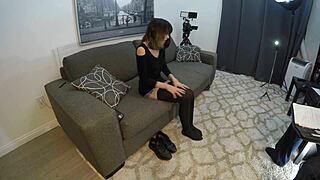 candy cruise goes through intense casting interview with deepthroat gagging and choking on cock